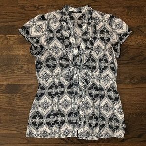 Maurices Dressy Black Patterned Top Blouse Work Dress Shirt Women Size Medium M